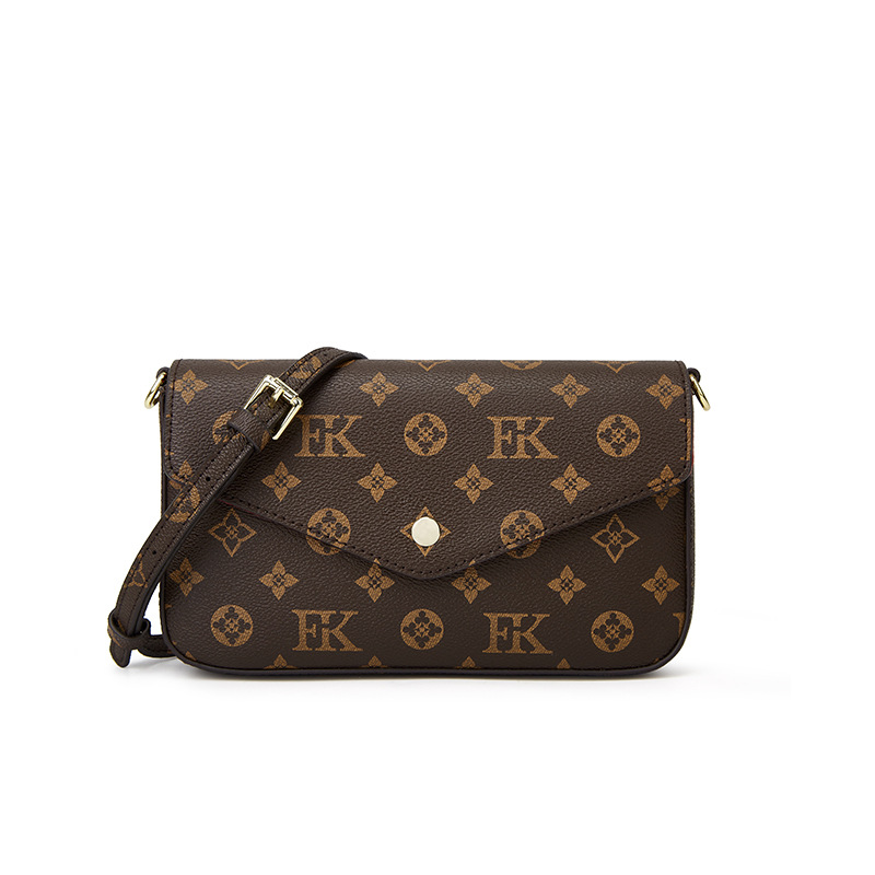 

Luxurys Designers Pochette Felicie Bags Embossing Genuine Leather Handbags Handbag Clutch Chain Messenger Bag Purse, 5-brown+flower