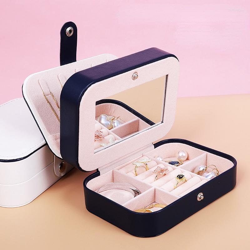 

Cosmetic Bags Makeup Box Jewelry Large Capacity Ring Necklace Storage Double Layer Mirror, Ws3554-h