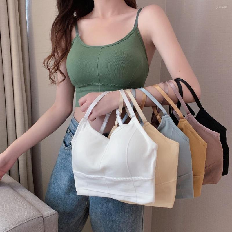 

Yoga Outfit Summer Women's Sports Underwear Seamless 3D Cup Soft Adjustable Tube Top Bra Wrapped Vest, Nude