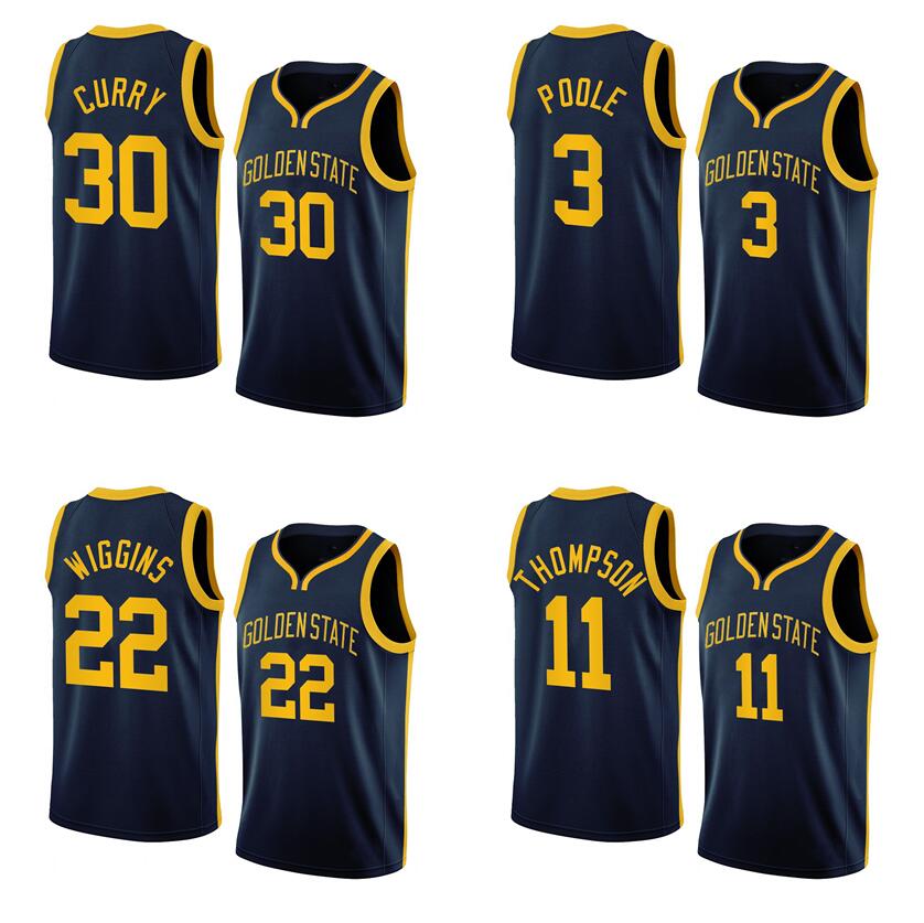

Basketball jerseys Stephen Curry 3 Poole Klay Thompson Andrew Wiggins Draymond Green 2022-23 season Navy blue city versions Men Women Youth jersey, With logo