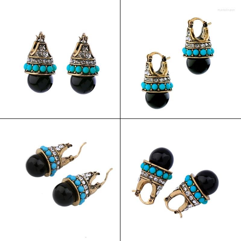 

Stud Earrings 1 Pair Black Bead Unique Design Vintage Round Dainty Natural Fine Jewelry Birthday Gift For Mother