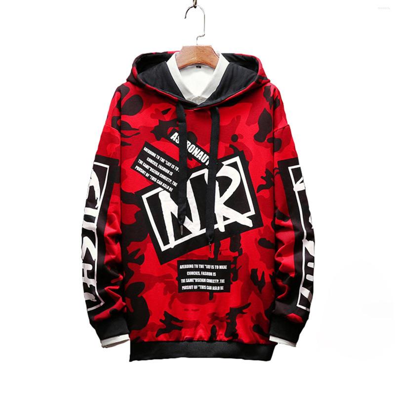 

Men's Hoodies Mens Multicolor Plus Velvet Sweatshirt Hip Hop Hoodie, Camouflage red