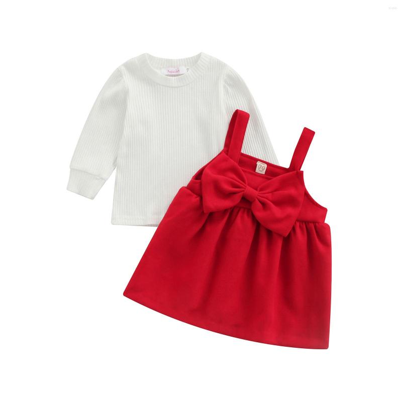 

Clothing Sets Bmnmsl Baby Girls Two-piece Clothes Set White Round Collar Pullover And Red Square Suspender Skirt 3 Months-3 Years, Picture shown