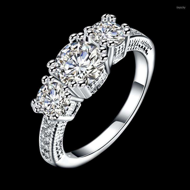 

Wedding Rings Fashion Jewelry Silver Color Ring White Cubic Zirconia Gift Party Anniversary Engagement For Women AR2143