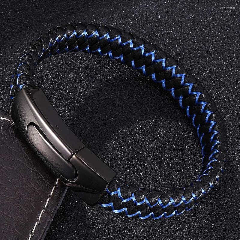 

Bangle Men's Custom Fashion Braided Bracelet Stainless Steel Snap Buckle Korean Type Charm Leather Gift For Men