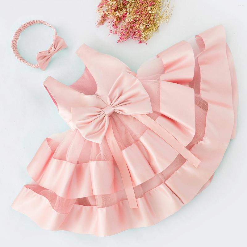 

Girl Dresses LZH Kids For Girls Casual Bowknot Birthday Party Dress Flower Wedding Children Evening Princess Gown 1-5 Year, White