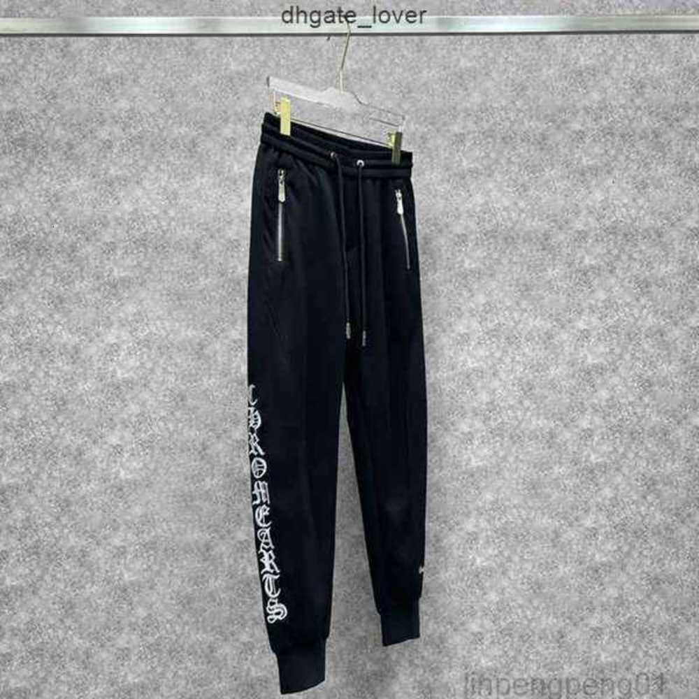 

Designer 2022 Spring and Summer New Men's Ch Cross Horseshoe Flower Sanskrit Embroidery Drawstring Guard Pants Casual J3ro 2sk20n, Black