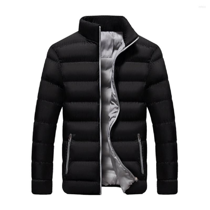 

Men's Down Stand-up Collar Cotton-padded Jacket Men's Thick Coat Running Volume To Keep Warm And Color Matching Fashion Daily Cotton, Black