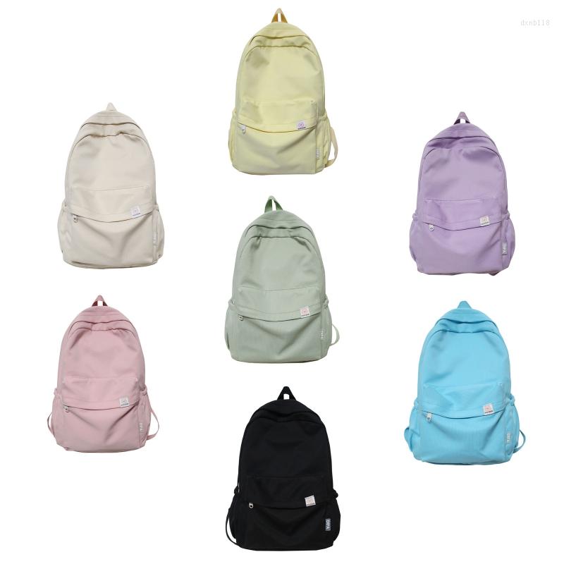 

School Bags 63HC Cute Bookbag Multi-Pocket Daypack Canvas Backpack For Student Teen Boys, Black