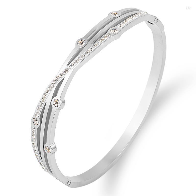 

Bangle Elegant Vine Design Bracelet With Stone Titanium Steel For Women Silver Jewelry Cross Party Couple Gift