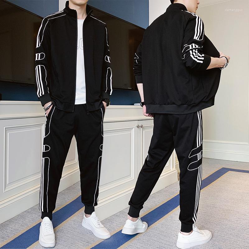 

Men's Tracksuits Men's 2022 Fall Winter Jacket Set High Quality Slim Fashion Trend Casual Street Clothing Top Pants Hoodie, Black