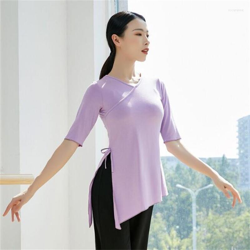 

Stage Wear Adult Women Ballet Suit Dancing Exercise Clothes Body Suits Slim-fit Top Wide-leg Pants Fast Dry Sets, Top 2