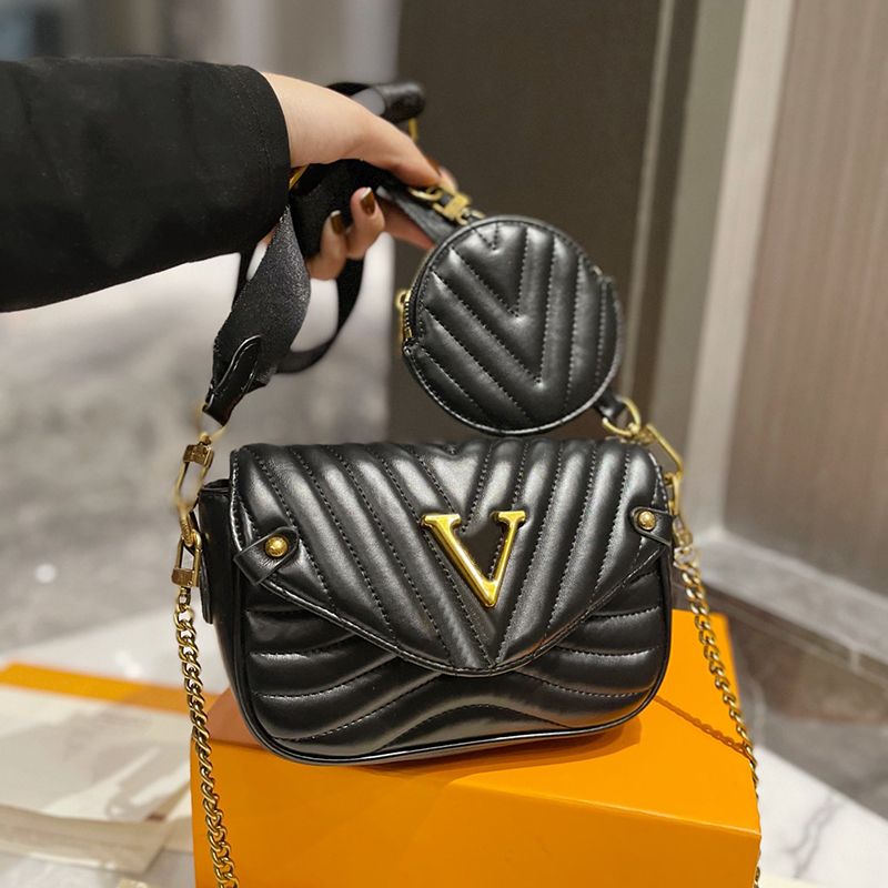 

Messenger Bags Luxurys Genuine Leather Wide Shoulder Sunrise pochette Totes Bag messenger cross body clutch fashion lady, Drying agent