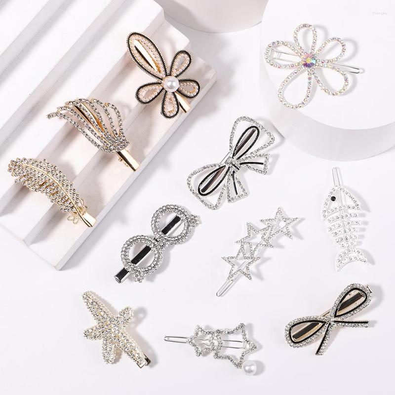 

Hair Accessories 1Set Handmade Rhinestone Clips For Women Fashion Flower Barrettes Headwear Girls Sweet Pearls Hairpins, 499-9