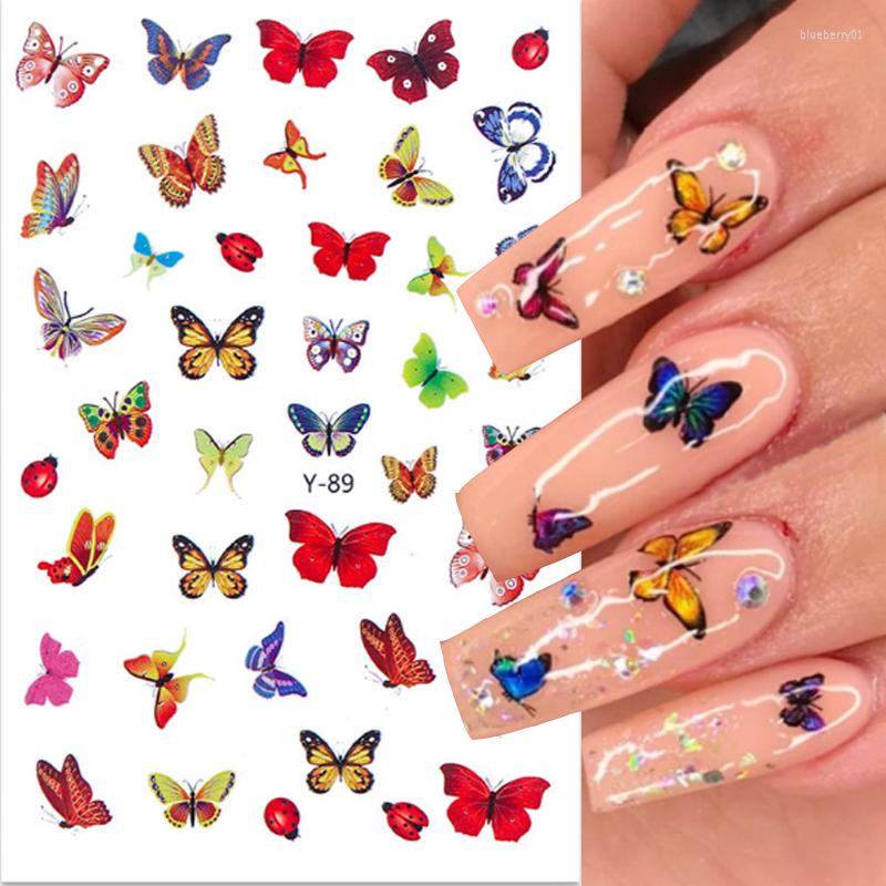 

Nail Art Kits 1 Sheet Colorful Butterfly 3D Stickers Flowers Leaves Self Adhesive Transfer Sliders Wraps Manicures Foils DIY Decorations