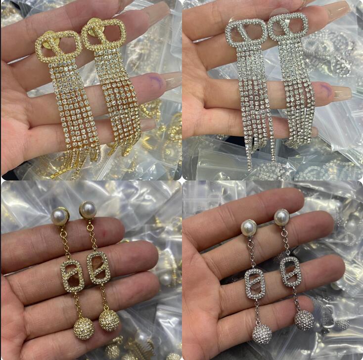 

Hanging Bright Diamond Tassel Earrings Dangle women creative catwalk colour-fast Ear Studs earring Designer Jewelry Girls Gift VALE4 -- 07