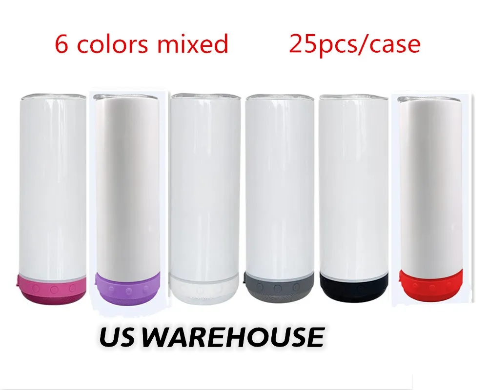 

Local warehouse 20oz Sublimation Bluetooth Speaker Tumbler Double Wall Stainless Steel Smart Wireless Speaker Music Tumblers Personalized Gift Z11, White