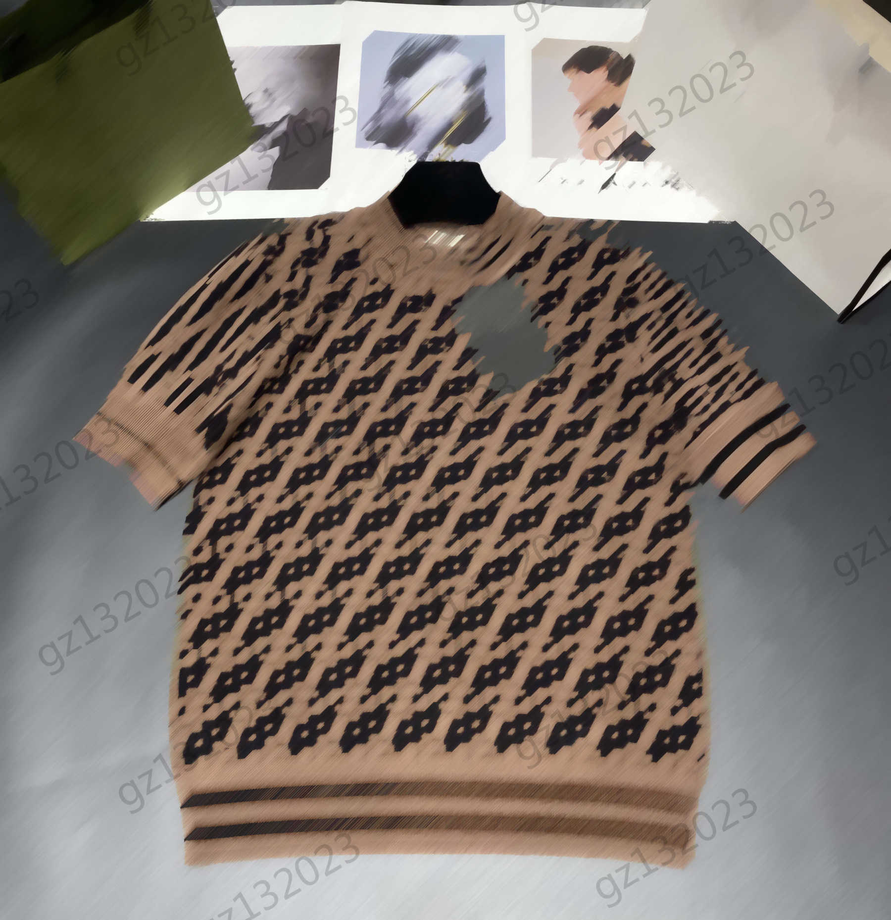 

Womens Sweaters Striped Letter Jacquard Short Sleeves Knitted Sweater Classic Crewneck Loose Joker Knitwear Luxury Brand Women Apparel