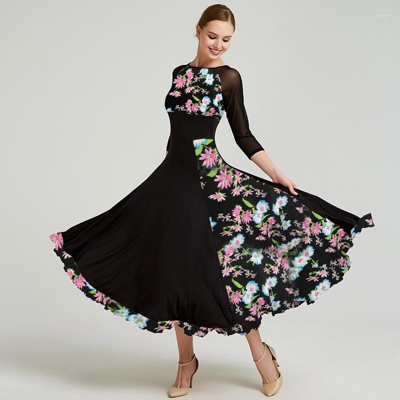 

Stage Wear Ballroom Dance Costumes For Women International Standard Dress Modern Waltz Tango Dancing, Black