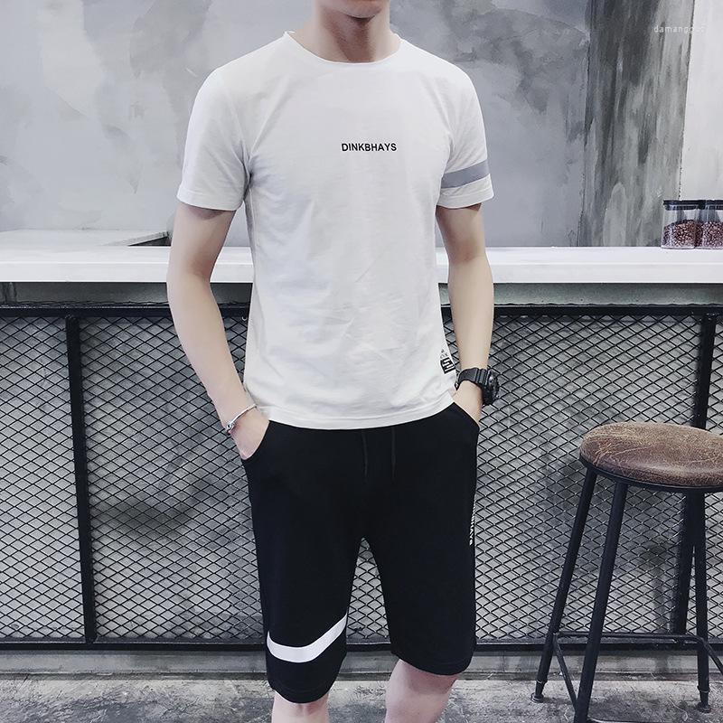 

Men's Tracksuits Men's Suit Spring And Summer Youth Sports Two Piece Set Fashion Simple Short Sleeve T-shirt Pant Matching, Light grey