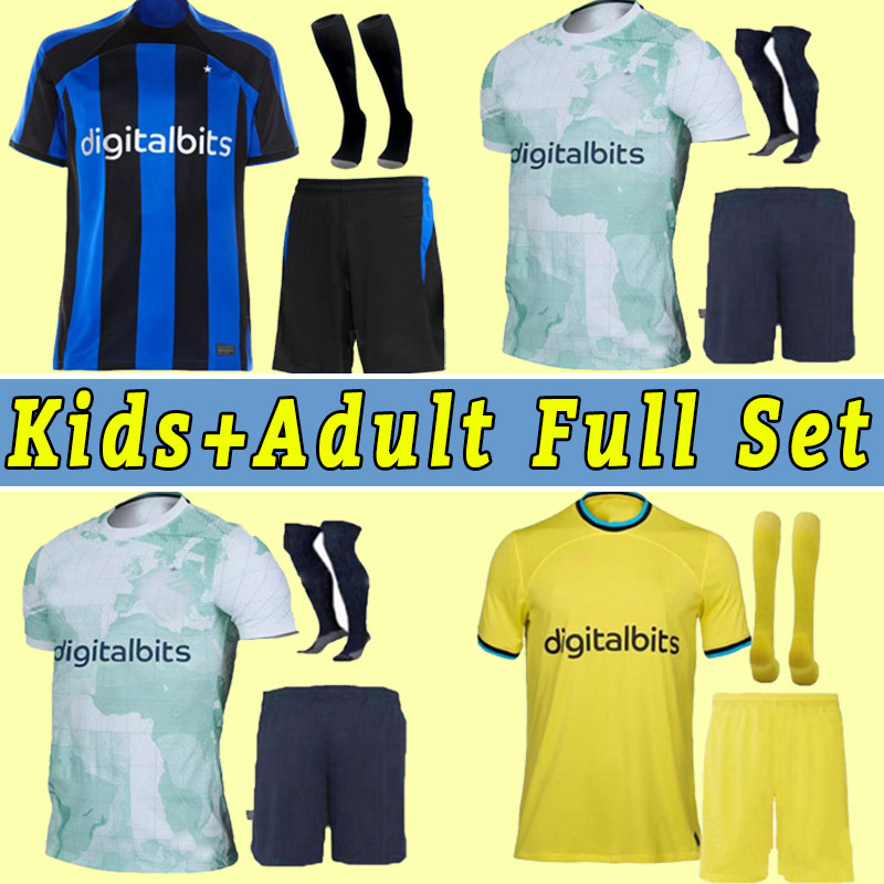 

LUKAKU soccer jerseys 22 23 Inter BARELLA VIDAL LAUTARO ERIKSEN ALEXIS DZEKO CORREA UNIFORMS football shirt 2022 2023 Milan men Kids men child Full set, Away