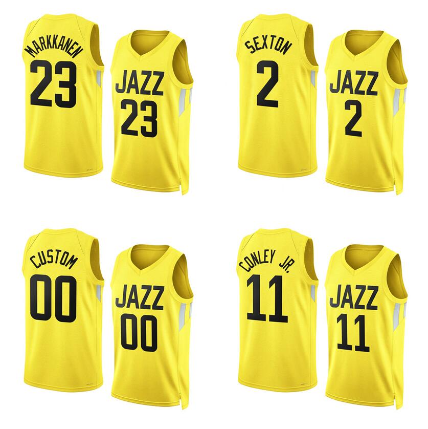 

Basketball jerseys Collin Sexton Lauri Markkanen Mike Conley Bojan Bogdanovic 2022-23 season yellow city versions Men Women Youth jersey, With logo