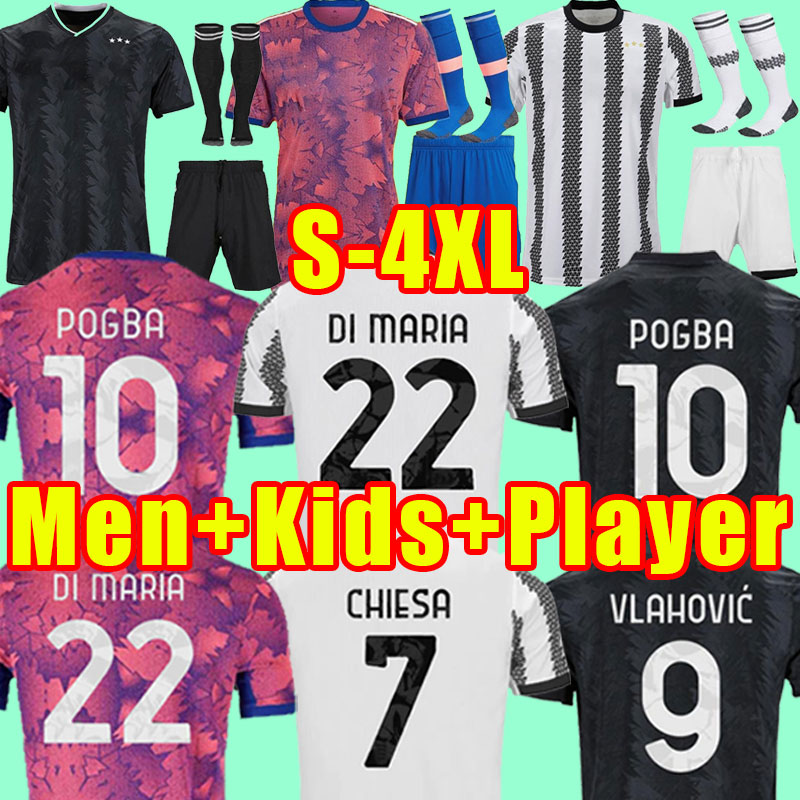 

Fans Player version DI MARIA  23 JuVeNtus home soccer jerseys VLAHOVIC POGBA 10 BREMER 3 CHIESA McKENNIE LOCATELLI shirts 2022 2023 KOSTIC men kids 3xl 4xl full kits, Third+patch