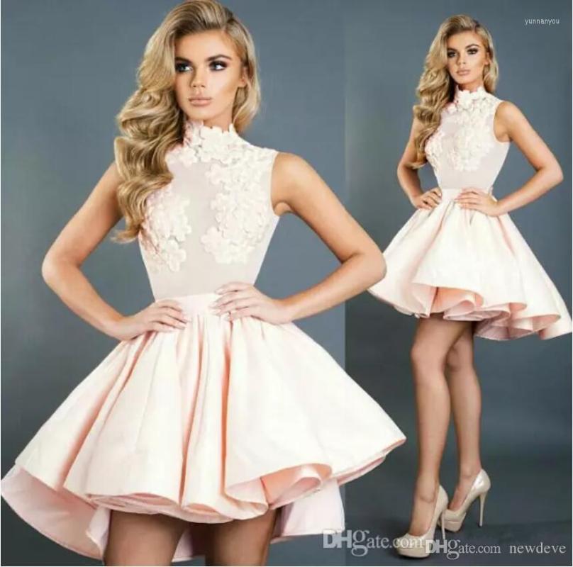 

Party Dresses Baby Pink High Neck A-Line Homecoming Ruffles Skirts Bling Dress Short Prom Formal Cocktail Gowns, Black