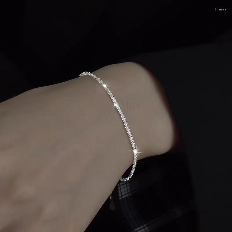 

Link Bracelets 925 Sterling Silver Shiny Bracelet Gypsophila Adjustable & Bangle For Women Fine Fashion Jewelry Wedding Party Gift