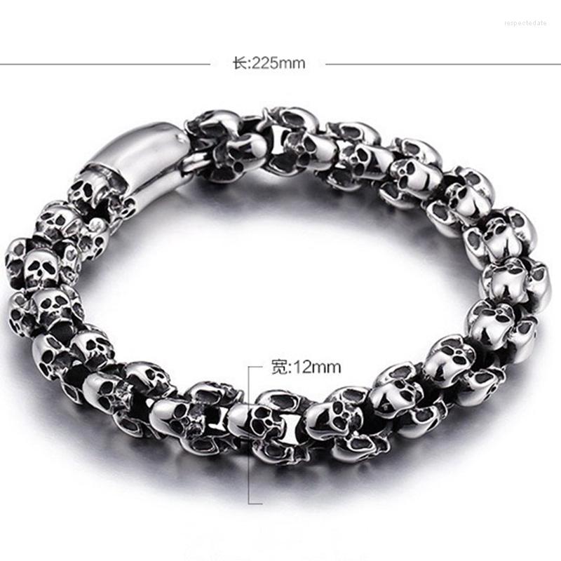 

Link Bracelets Punk Style Skull Men Stainless Steel Antique Charm Chain Brecelets Male Gothic Jewelry 2022