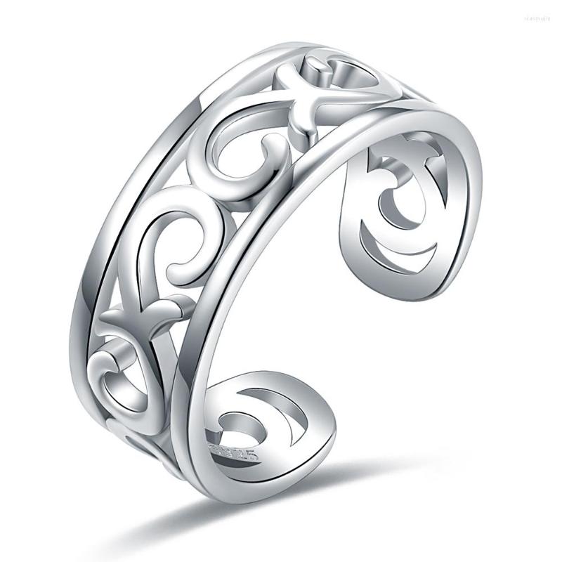 

Cluster Rings Sterling Silver Celtic Flower Baroque Open Adjustable Ring Hawaiian Leaf Wedding Band Jewelry Gift For Women Men Teen Girls
