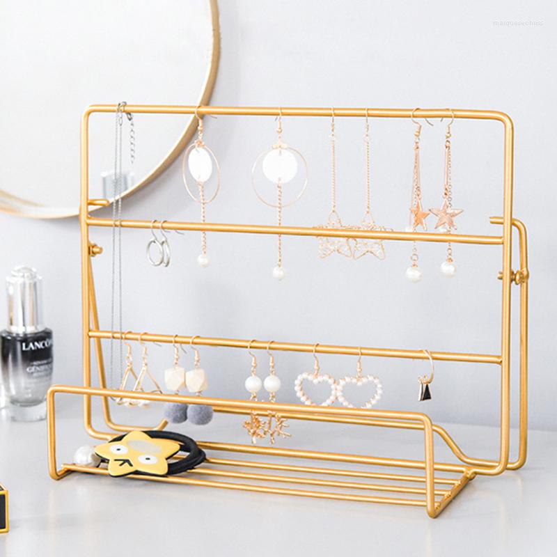 

Jewelry Pouches Earrings Hanging Rack Organizer Holder Metal Ear Stud Display Stand Necklace Hang Show Black