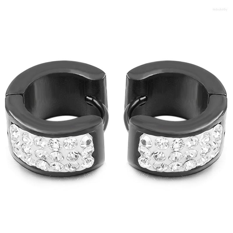 

Backs Earrings Engagement Stainless Steel Black Color Small Cute Unisex Crystal Women Men Jewelry For Lovers WE429