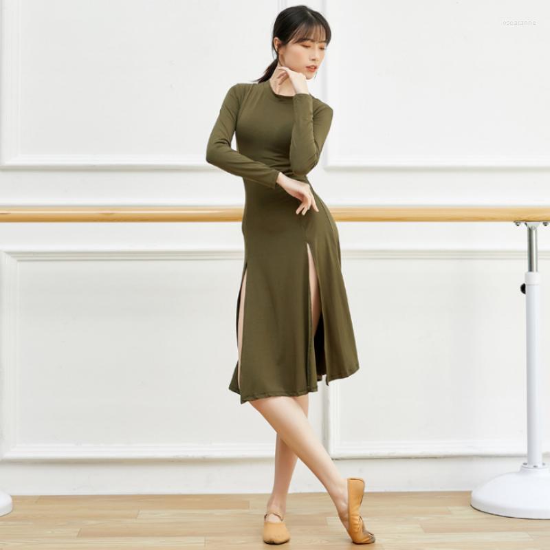

Stage Wear 2022 Arrival Sexy Women Latin Practicing Costumes Dance Performance Clothing Round-neck Tight Modal Dress, Color 3