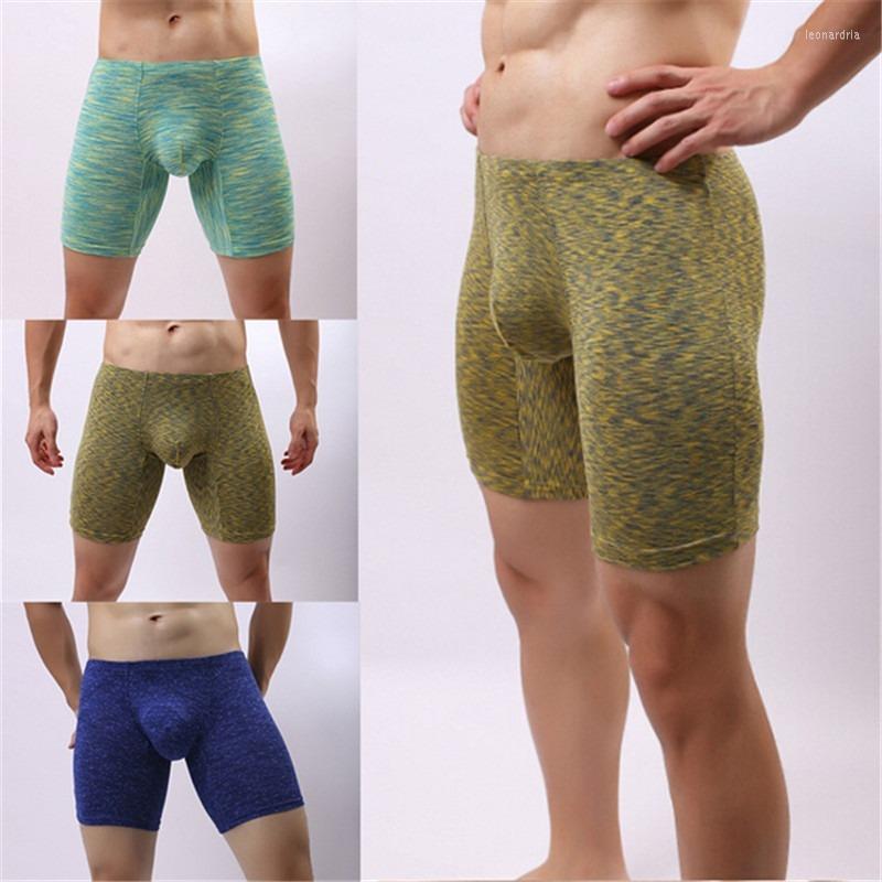 

Underpants 6 Color Men Printed Boxer Shorts Men's Casual Long Panties Male Fashion Loose Underwear, Yellow