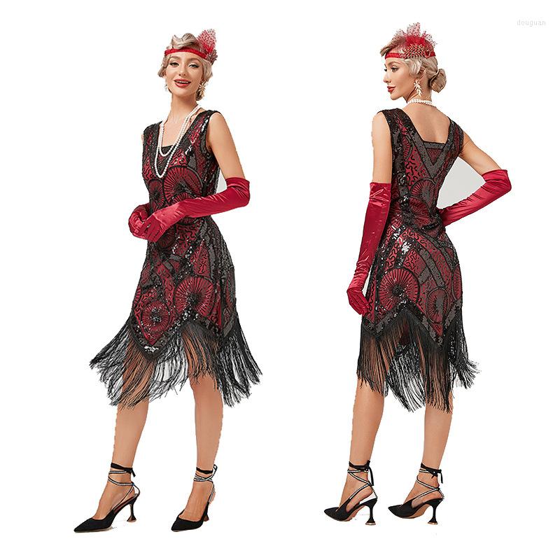 

Casual Dresses 1920s Flapper Fringe Sequin Dress Retro Great Gatsby Charleston Prom Party Dance Beaded Toast, Dress only