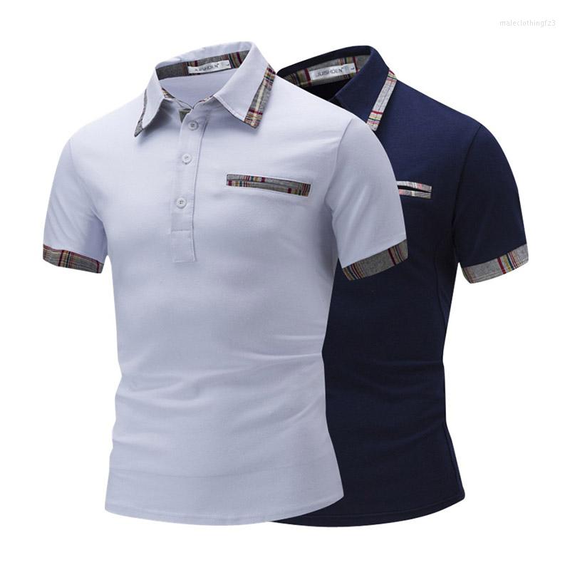 

Men's Polos Cotton Polo Shirt Mens Short Sleeve 2022 High Quality Tops Tees Top Summer Casual Solid For Men Clothing Y, Navy blue