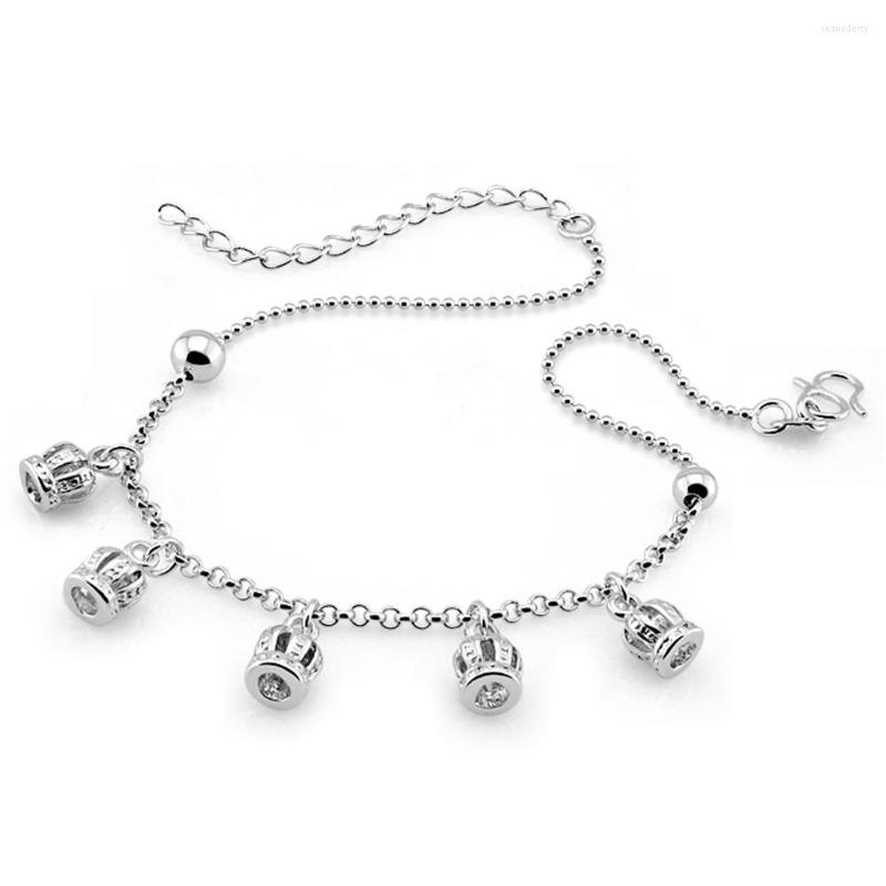 

Anklets 925 Sterling Silver Crown Anklet For Women Fashion Design Summer Foot Jewelry Girls Birthday Gifts