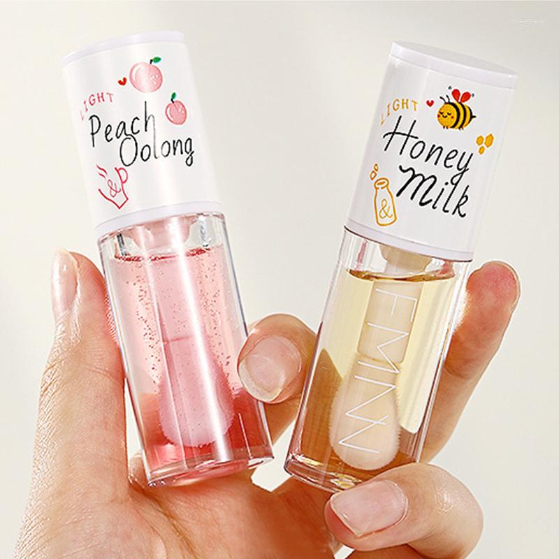 

Lip Gloss Peach Honey Oil Relieves Dry Moisturizing Fades Lines Water Light Lips Big Brush Head Korean Makeup Lipstick