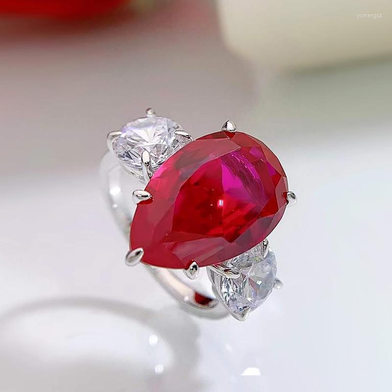 

Wedding Rings Engagement Ring 925 Sterling Silver Drop Shape 11 18mm Created Diamond Pear Brilliant Cut Fashion Jewelry