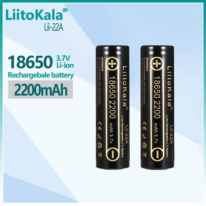 

LiitoKala Lii-22A 3.7V 18650 2200mAh Rechargeable Battery li ion Batteries Li-ion Lithium cells for Flashlight