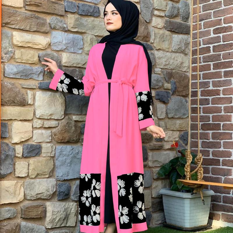 

Ethnic Clothing 2022 Muslim Summer Women's Middle East Robe Digital Print Long Dress Arab Turkish Temperament Casual