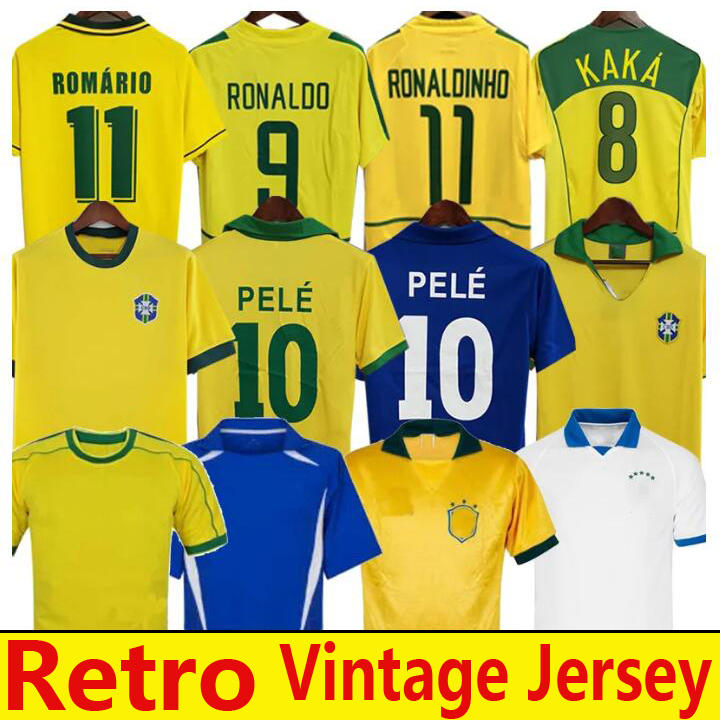 

retro Brazils soccer jerseys #10 PELE 1957 1970 1978 1985 1988 1992 1994 1998 2000 2002 2004 2006 2010 2012 Brasil RONALDINHO RIVALDO classic vintage football shirt, Retro 1998 home