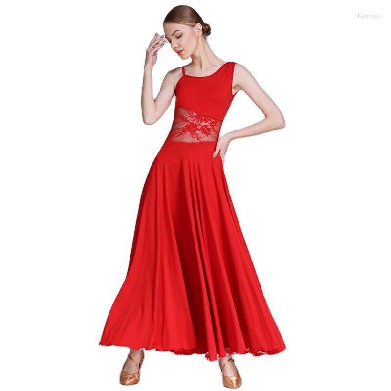 

Stage Wear Sexy Spaghetti Strap Ballroom Dancing Dress Black/Red/Purple/Royal Blue Modern Dance Costume Extra Plus Size Long 238