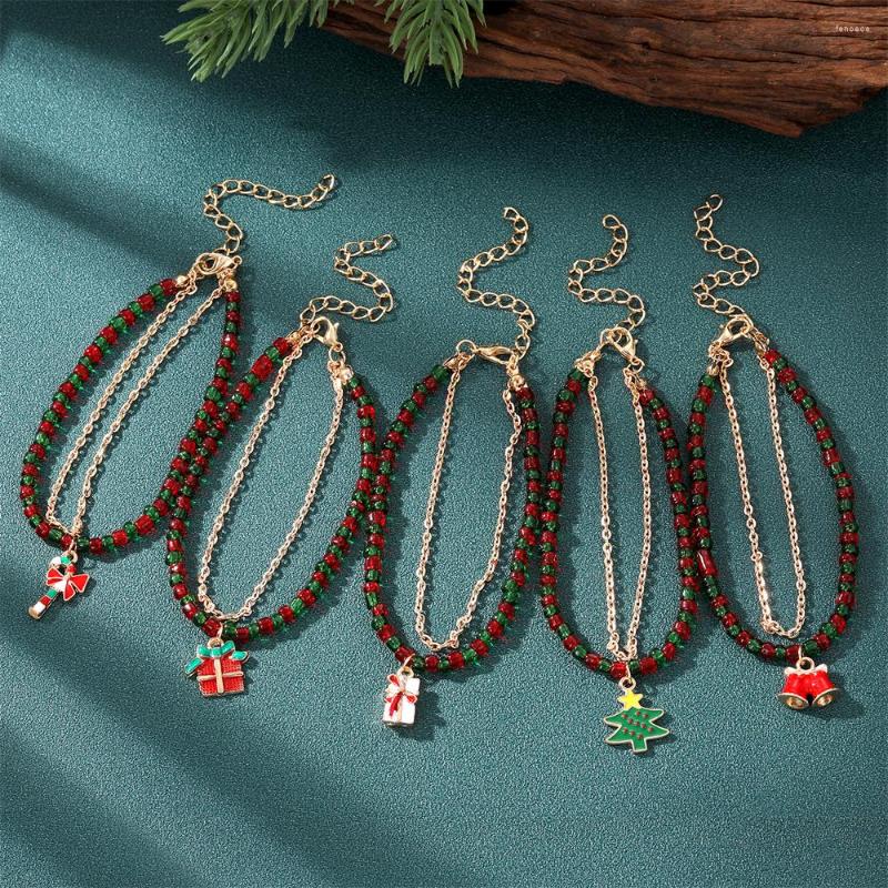 

Link Bracelets IFME Multi-layer Beaded Bracelet Fashion Festival Santa Claus Hand Chain Crutch Reindeer Christmas Gift Ornament