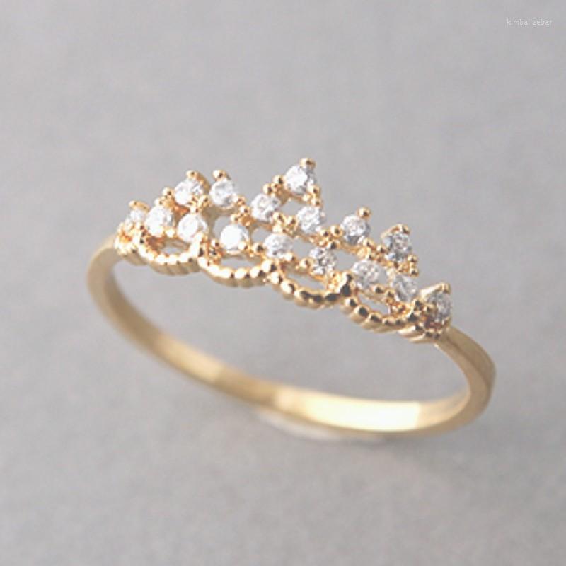 

Wedding Rings Exquisite Gold Color Crown Ring Cubic Zirconia Bands For Women Fashion Bride Engagement Party Gifts Luxury Jewelry
