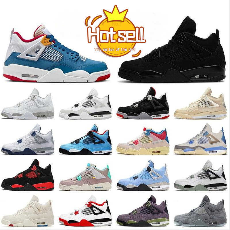 

School Grade Jumpman 4s Messy Room Basketball Shoes for Sale Jorden 4 Black Cat Kids Midnight Navy Seafoam Red White Oreo Bred Trainers Big, 21