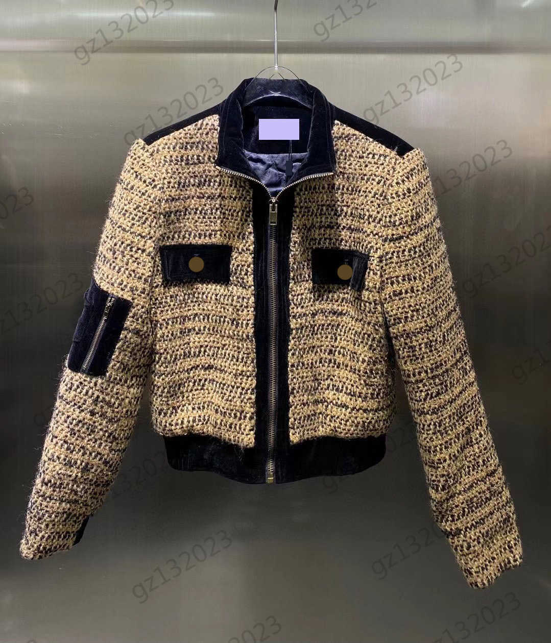 

Jackets Women Custom Button Decoration Contrasting Colors Tweed Jackets Lapel Zipper Quilted Fashion Slim Outerwear Elegant Socialite Style Women Coat, 17