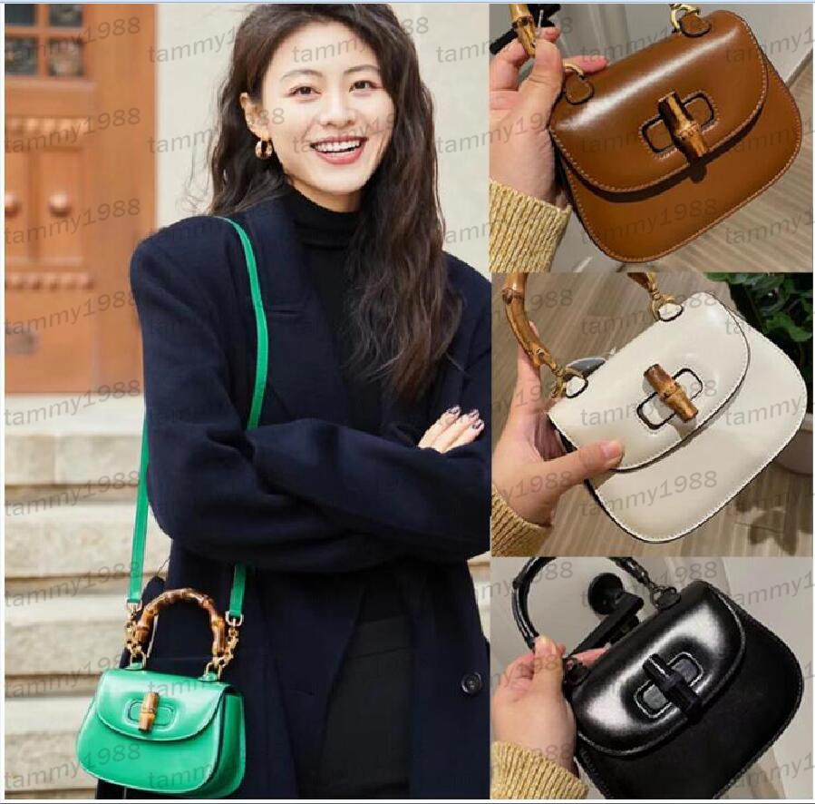 

Luxury Designers 7A Quality crossbody Bags Handbags Purses Shoulder Messenger Womens bamboo joint genuine real leather Saddle Clutch lady purse bag 675797, White big g
