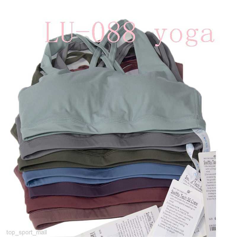 

High Fitness Yoga Bra Women Gym Tank Top Butter Soft Cross Back Yogas Vest Athletic High Impact Brassiere With Chest Pad Chest Bra Gathering Shockproof, L003